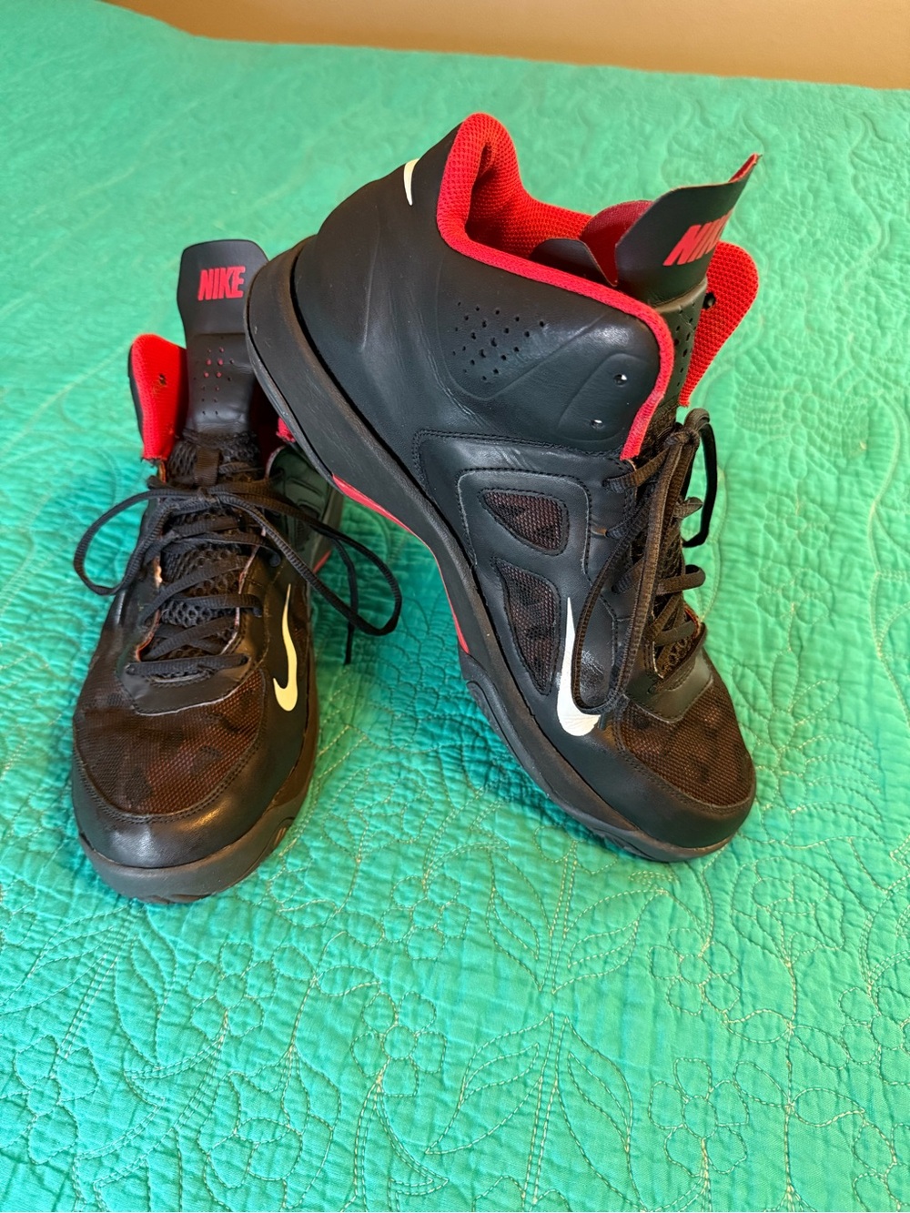 Nike Men’s Black Athletic Shoes with Red Lining and White Swoosh